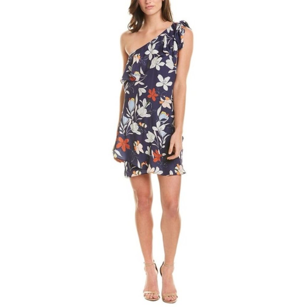 Parker Moon Dance Floral One Shoulder Shift Dress